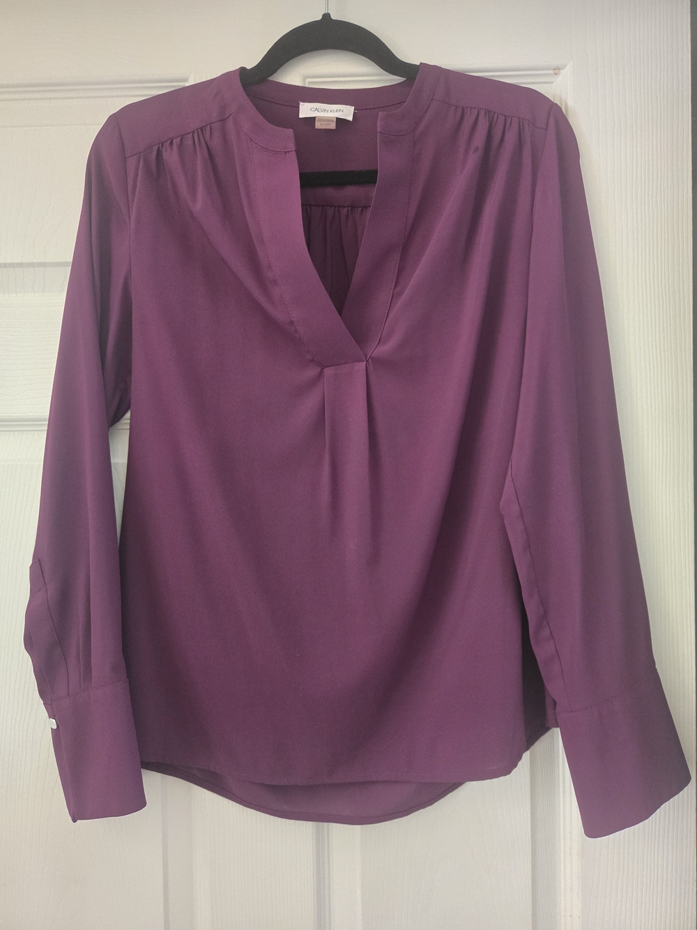 Calvin Klein Plum Split-Neck Blouse